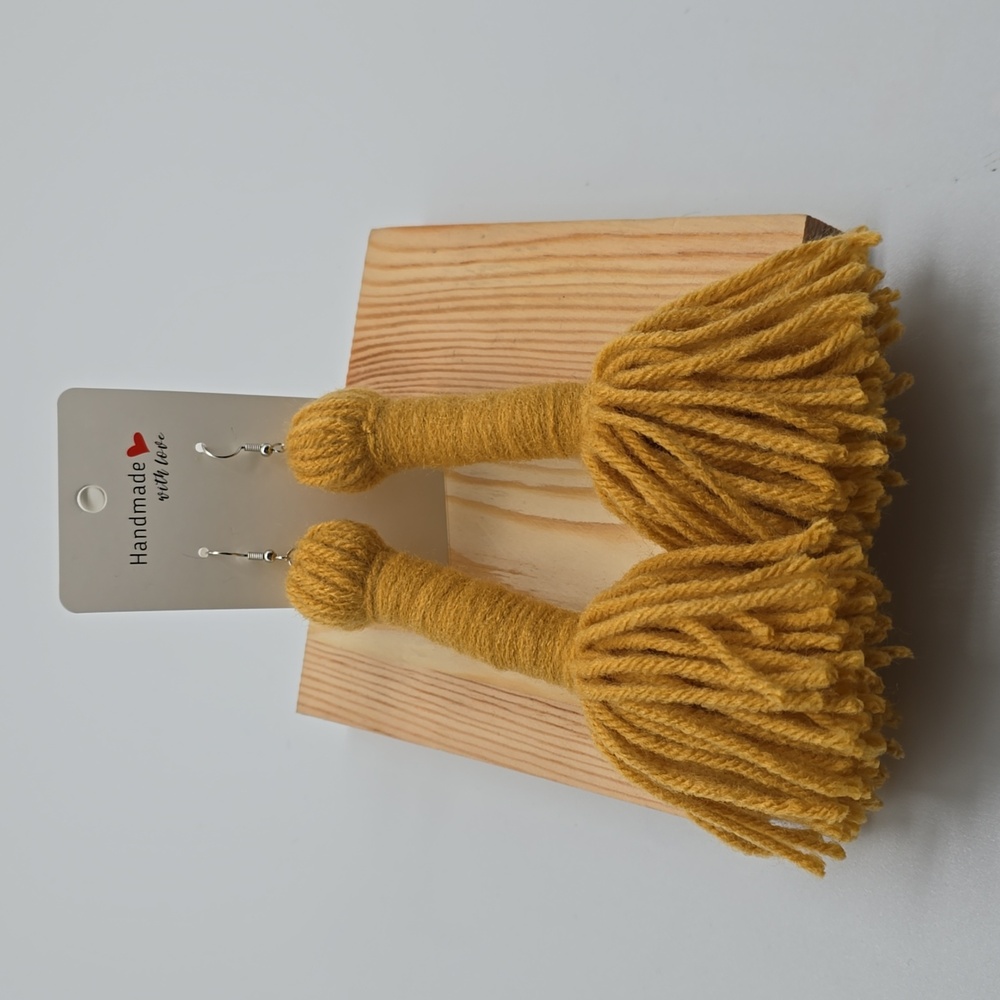 Gold Yarn Tassel Earrings